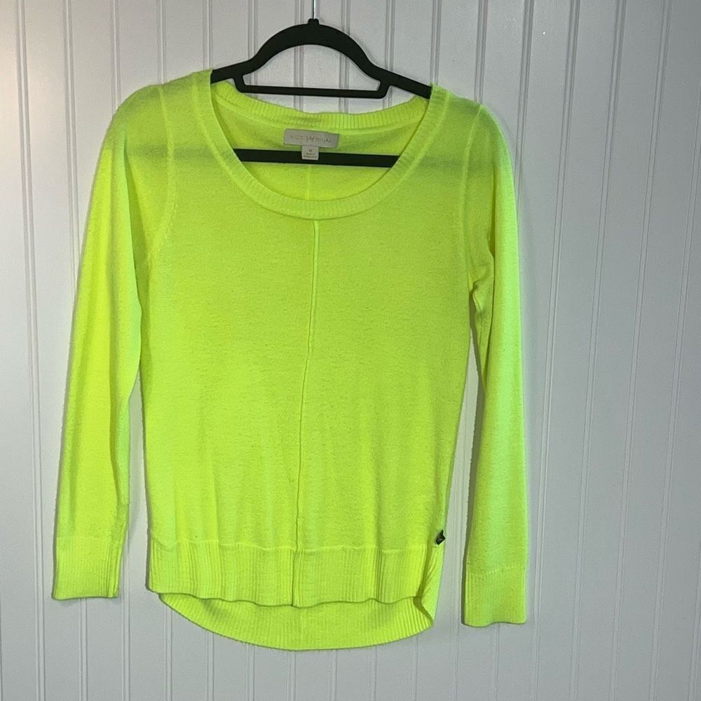 Nicki Minaj Fuzzy Soft Pullover Sweater Women Medium Safety Yellow Long Sleeve